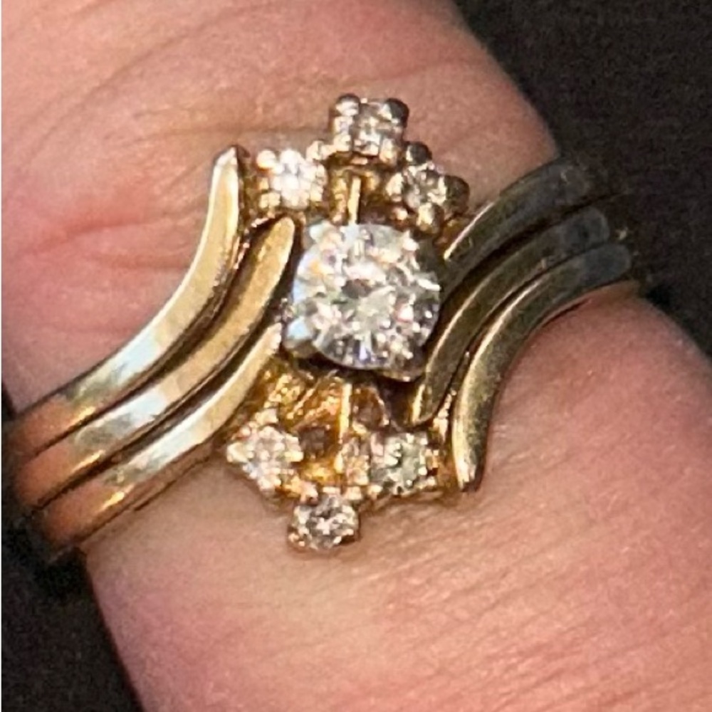 Elegant Yellow Gold and 1/2 Diamond wedding -anniversary-engagement Ring